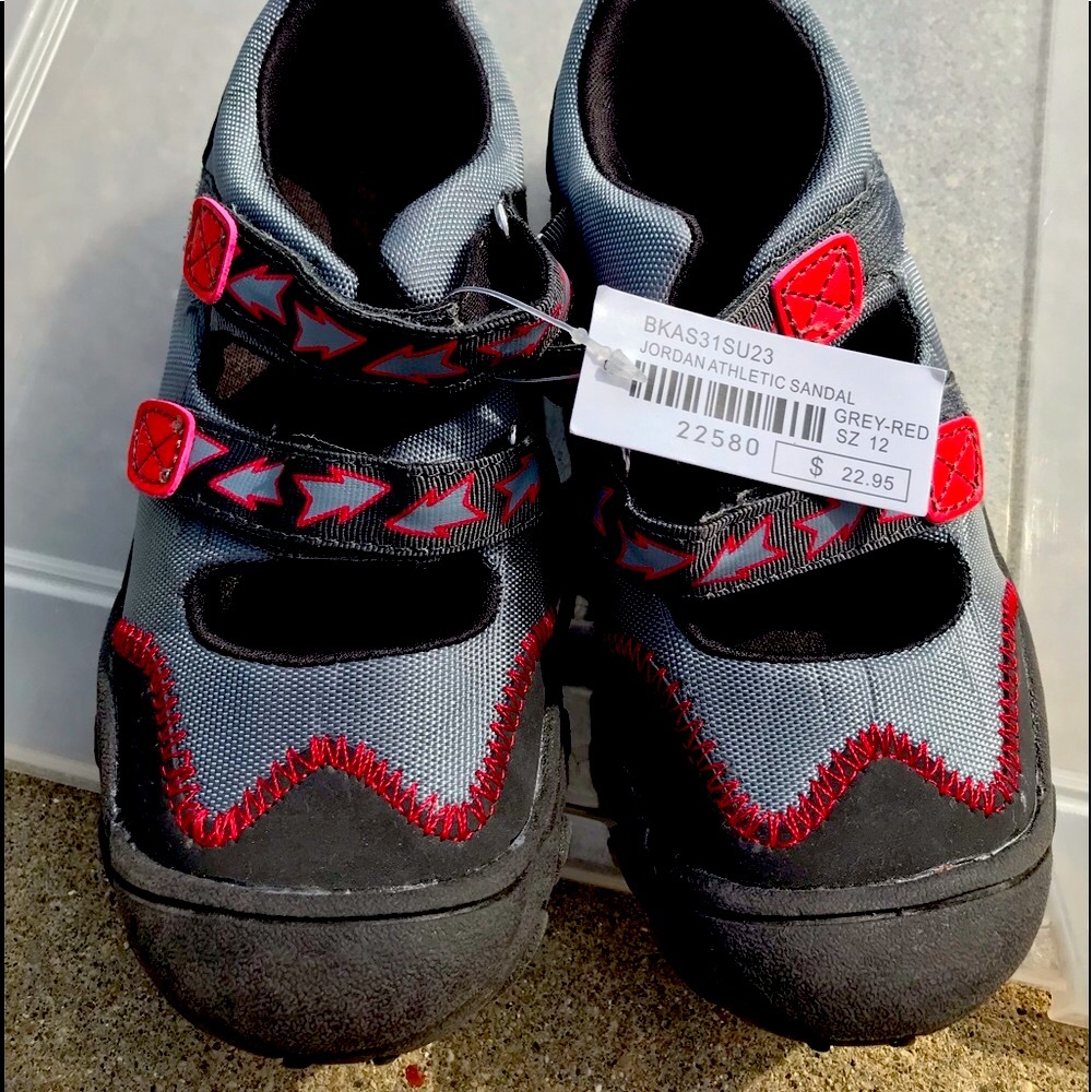 New with tags Naartjie 12 Jordan athletic water sandals gray red adj straps